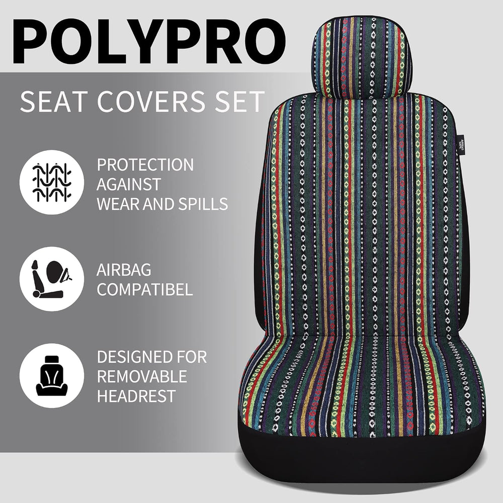 HAIYAOTIMES Baja Saddle Blanket Car Seat Covers Full Set with Seat Belt Pads,...