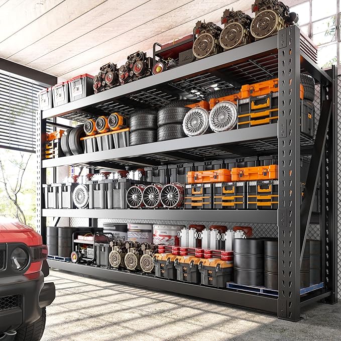 Bepatio 77" W Storage Shelves Heavy Duty Garage Shelving 8000LBS 4 Tier ...