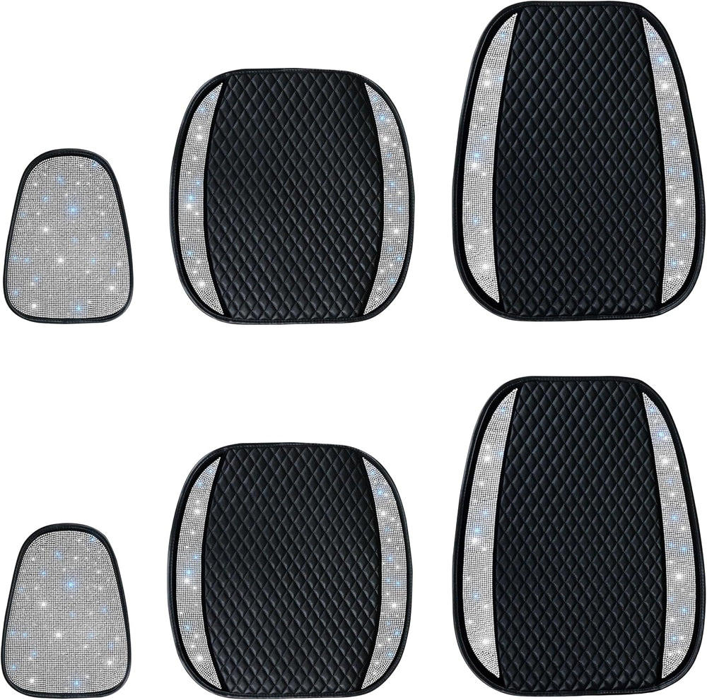 Bling Crystal Rhinestones Car Front Seat Covers for Womens Shining Diamond Se...