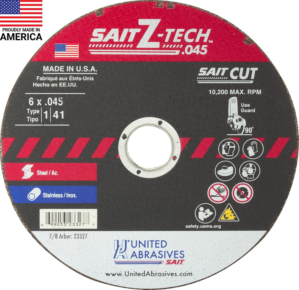 United Abrasives Z-Tech High Performance Cut-Off Wheels (Type 1/Type 41) 6&qu...
