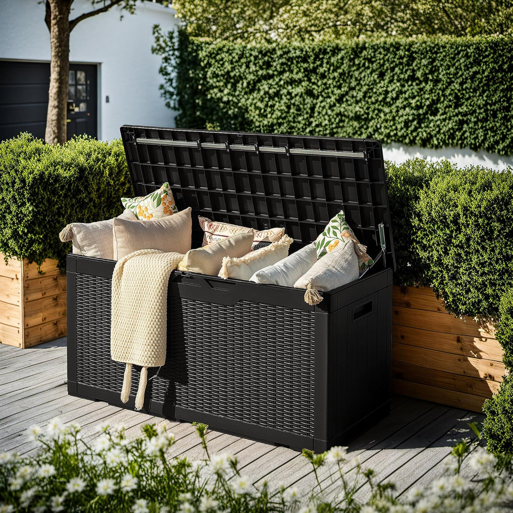 Devoko 97 Gallon Deck Box, Waterproof Resin Outdoor Storage Box for Outside a...