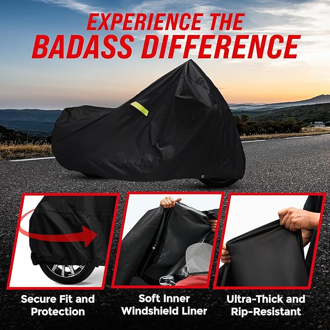 Badass Moto Ultimate Motorcycle Cover Waterproof Outdoor Heavy Duty Durable All