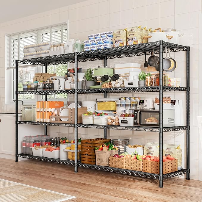 REIBII 72.8" W Storage Shelves Load 1500LBS, 4 Tier Metal Shelving Unit ...