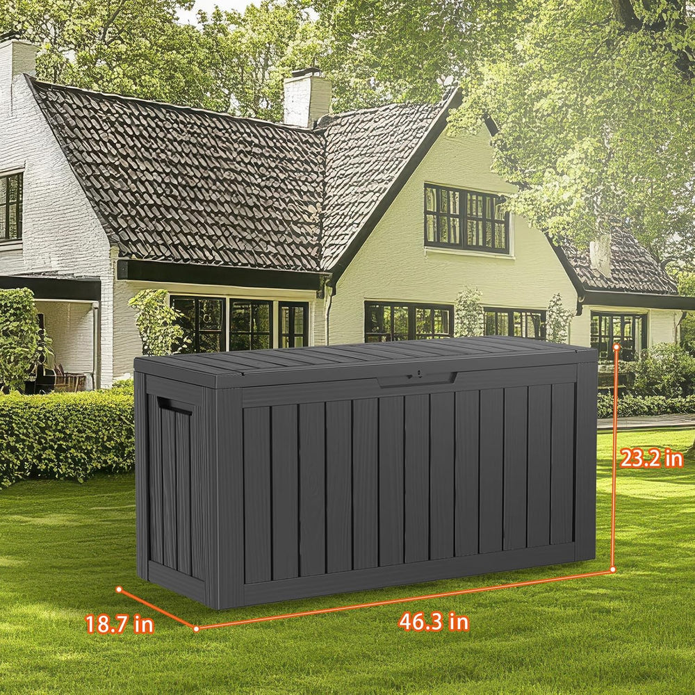 Vixzen 80 Gallon Resin Deck Box, Lockable Outdoor Storage Box for Patio Cushi...