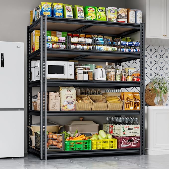 72"H Storage Shelves heavy duty, 2000LBS Garage Shelving, 5 Tier Metal S...