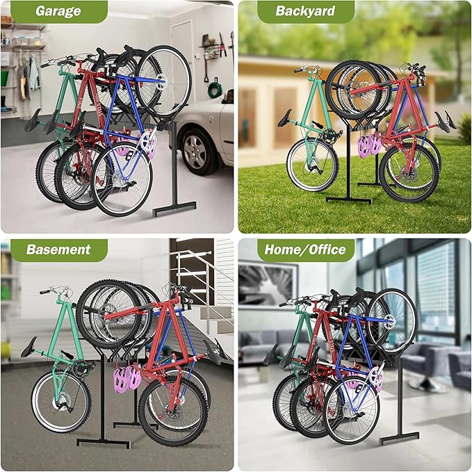 3 Bikes Floor Stand, Adjustable Bicycle Parking Rack