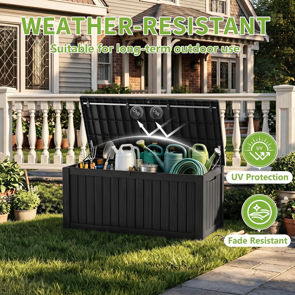 ROJIK 170 Gallon Waterproof Outdoor Deck Storage Box, UV Resistant, Lockable ...
