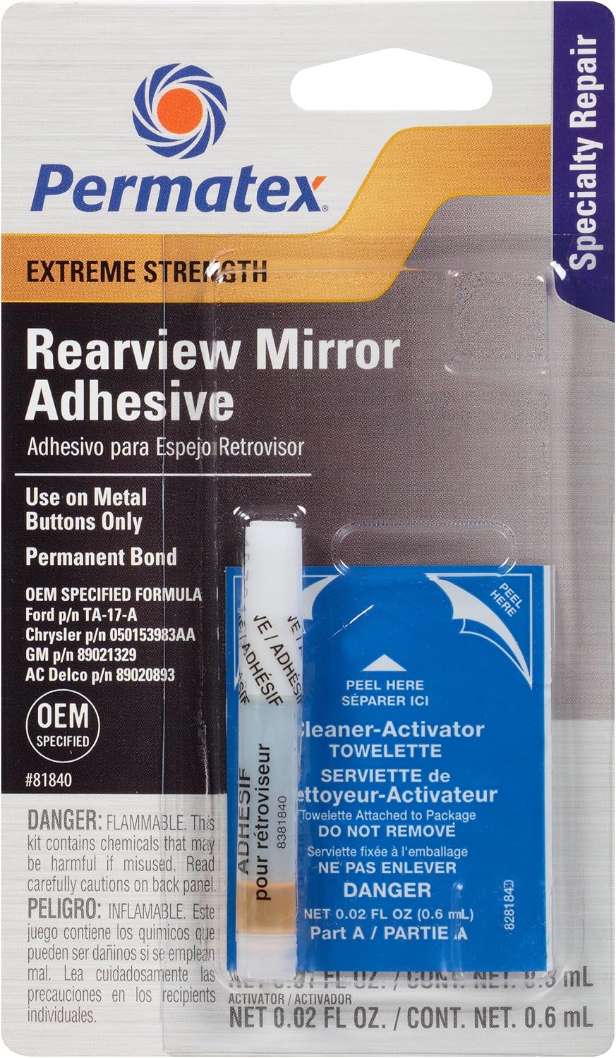 Permatex 81840-12PK Extreme Professional Strength Rearview Mirror Adhesive Ki...