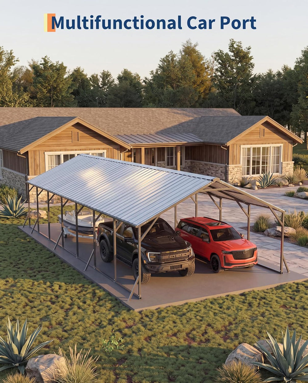 GarveeLife 20'x40'x12' Metal Carport Car Ports for Multiple Vehicles