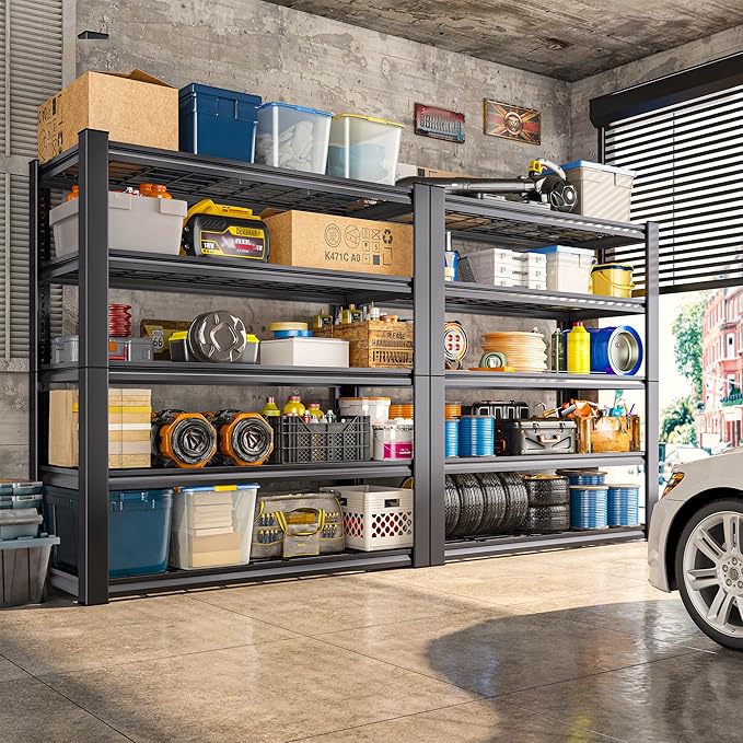 REIBII 3010LBS Storage Shelves 72" H Garage Shelving Heavy Duty Metal Sh...