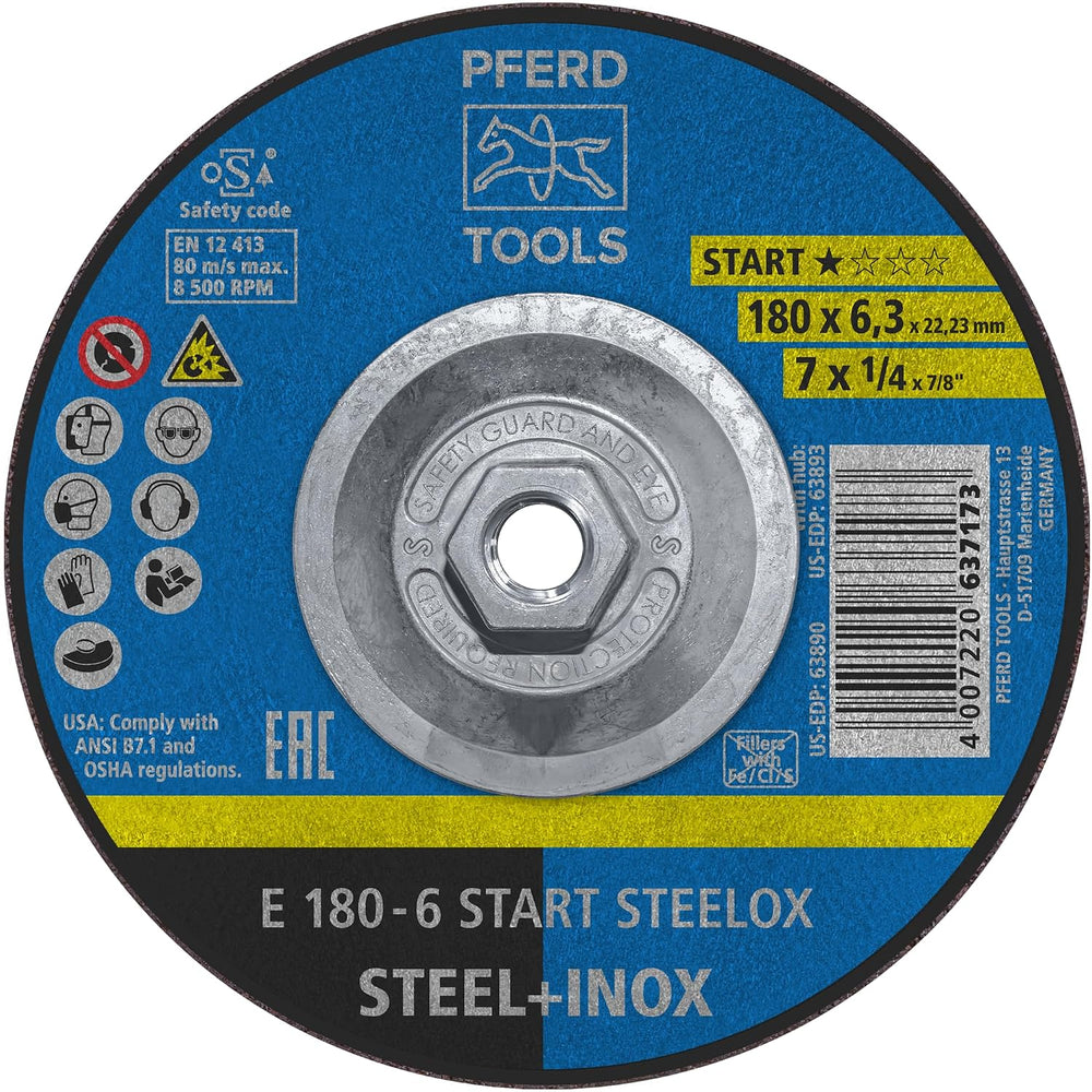 PFERD Start STEELOX, 7" x 1/4" x 5/8"-11, Grinding Wheel, Pack...