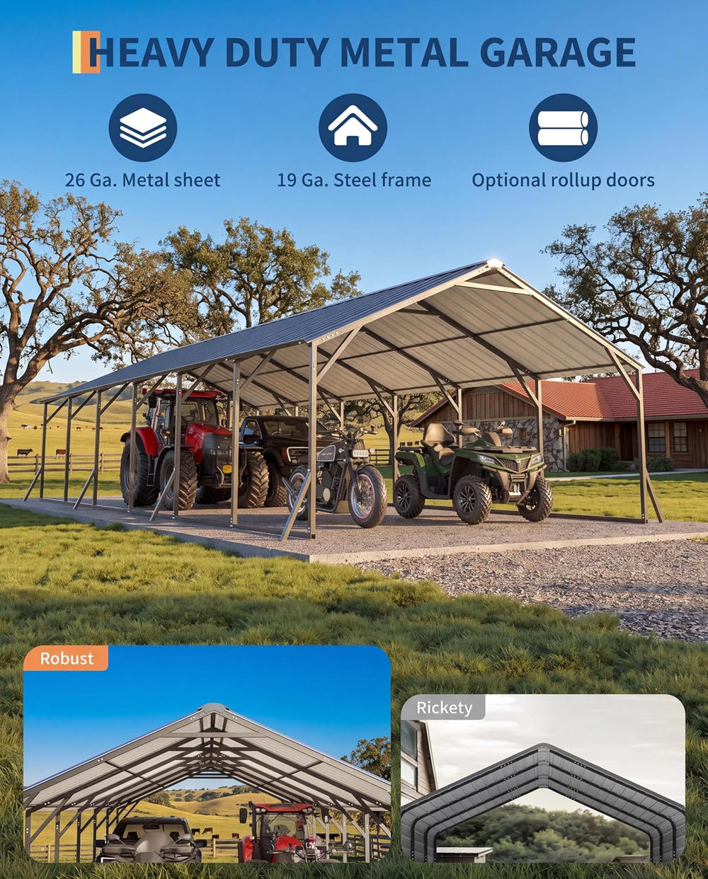 GarveeLife 20'X30'x12' Metal Carport for Multiple Vehicles, Steel...