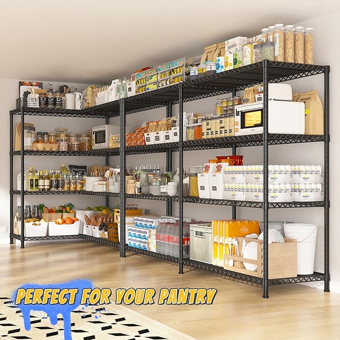 REIBII 72.8" W Storage Shelves Load 1500LBS, 4 Tier Metal Shelving Unit ...