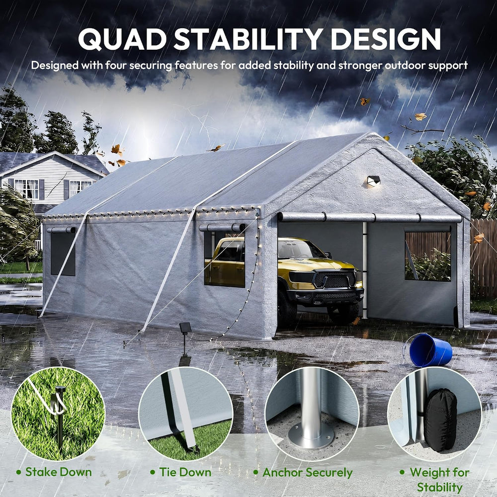 Heavy Duty Carport Canopy 13x25FT,Extra Large Portable Car Tent Garage with R...
