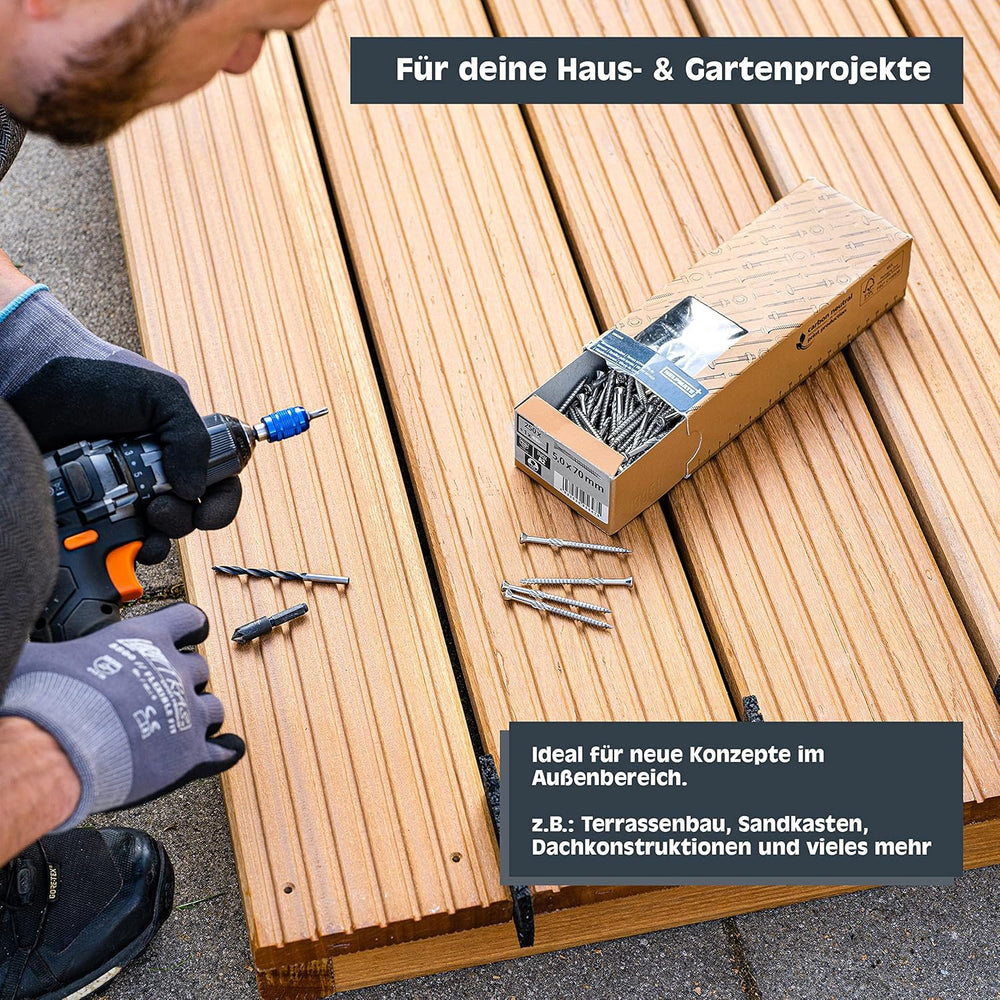 HELPMATE Decking Screws 5 x 60 Stainless Steel A2 Rustproof - Pack of 50 Plan...