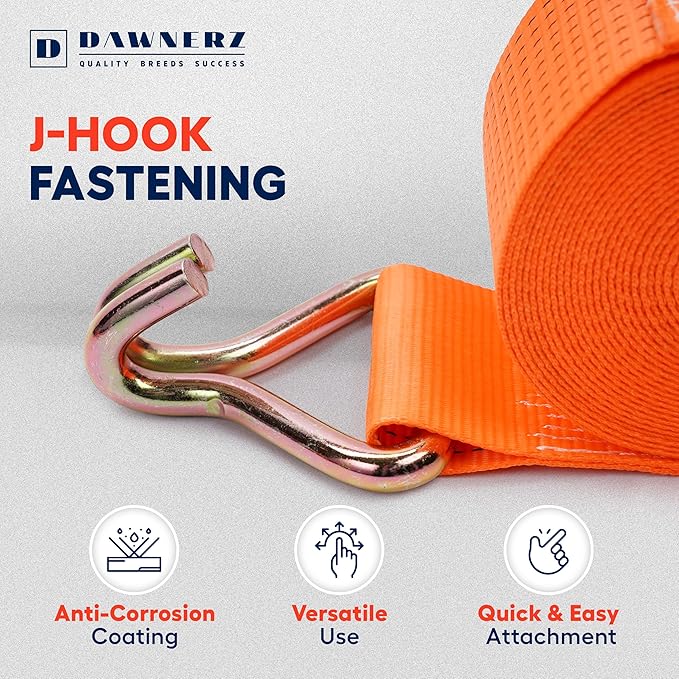 Ratchet Straps with Double J Hook 4 inch X 40 ft