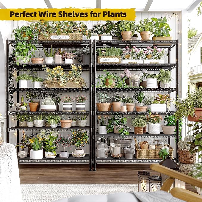 REIBII 71" H Storage Shelves 6 Tier Wire Shelving Unit 1200LBS Metal She...