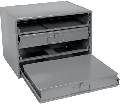 Global Industrial Durham Steel Compartment Box Rack with Four Adjustable Divi...