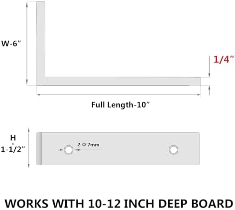 NEODROP 12-Pack 10 Inch Heavy Duty Shelf Brackets, Premium Floating L Bracket...