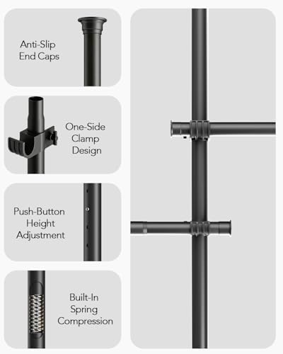 Floor to Ceiling Clothes Rack, Heavy-Duty Telescopic Garment Rack, 43–122in H...