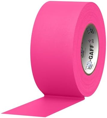 3" Width ProTapes Pro Gaff Premium Matte Cloth Gaffer's Tape With Rubber Adhesive, 50 yds Length x, Fluorescent Pink (Pack of 1)