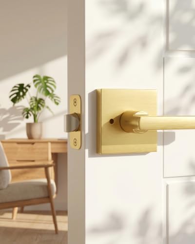 Goldenwarm Brushed Gold Door Handles Interior, Privacy Door Handle 6 Pack