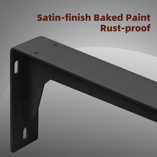 17Inch Shelf Brackets Heavy Duty, L Brackets for Shelves Black