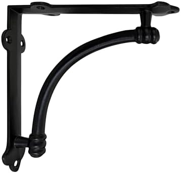 NACH Decorative Shelf Brackets, 4 Pack of 7.25 x 1.6 x 7.25 inch Black Cast I...