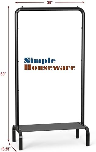 Simple Houseware 30" W Narrow Freestanding Garment Rack with Shelves, Black
