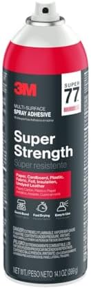 3M Super 77 Multi-Surface Spray Adhesive, 7.35 oz., Low VOC, Quick Bond, Fast...