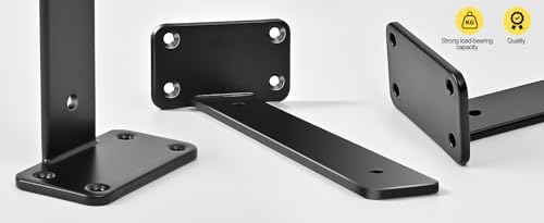 12 Pack - 10 inch Black Hidden L Shelf Bracket (1/5 Inch Thicked) Iron Floati...