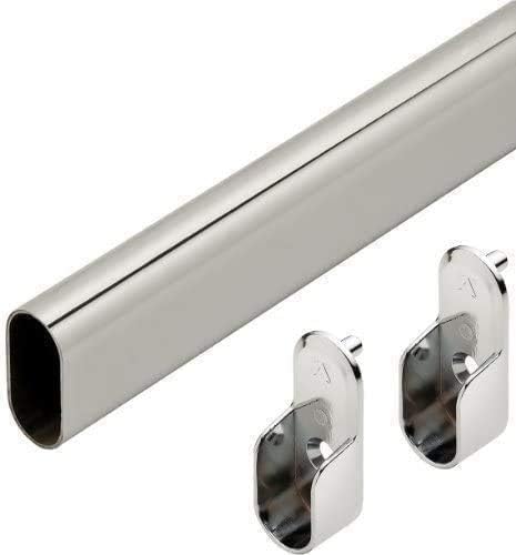Hafele Premium Oval Wardrobe Closet Rod with End Supports (5 Pack) - 48inch C...