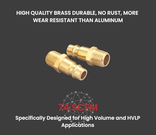 Brass 1/4 Inch NPT High Flow Air Coupler and Plug Kit