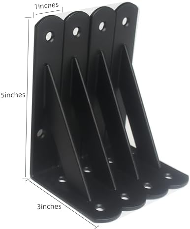 20 Pack L5 x H 3" Black Heavy Duty Shelf Brackets with Screws Metal Shel...