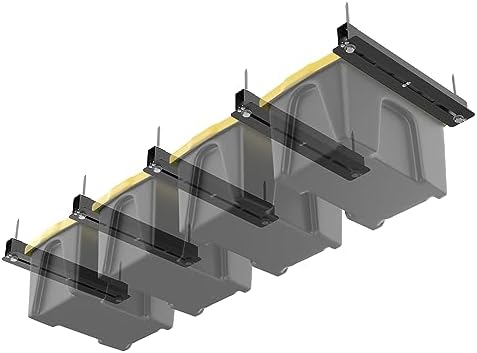 TORACK Garage Ceiling Bin Storage Rack(only fit 16" joist), Overhead Tote Storage Rails Heavy Duty Adjustable Tote Slide Rail for 4 Bins(5 pcs 17-inch long rails)