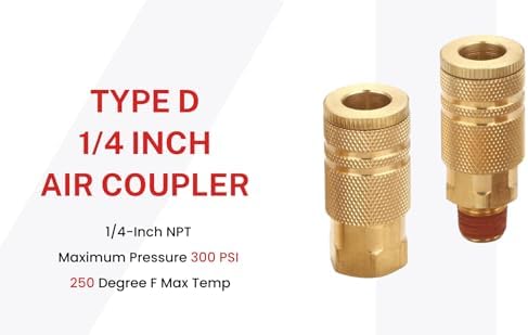 Coupler and Plug Kit, 1/4 Inch NPT, Industrial Type D