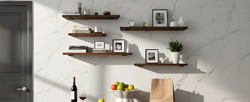12 Pack - 8 inch Black Hidden L Shelf Bracket (1/5 Inch Thicked) Iron Floatin...