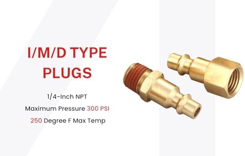 Coupler and Plug Kit, 1/4 Inch NPT, Industrial Type D