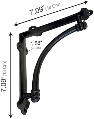 NACH Decorative Shelf Brackets, 4 Pack of 7.25 x 1.6 x 7.25 inch Black Cast I...