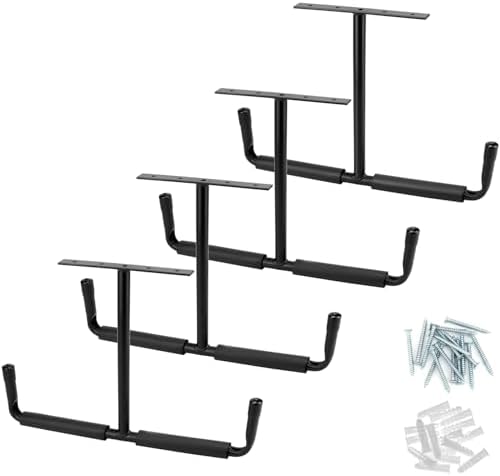 QWORK Overhead Ceiling Hooks Rack – Heavy Steel Storage Hangers for Garage, W...