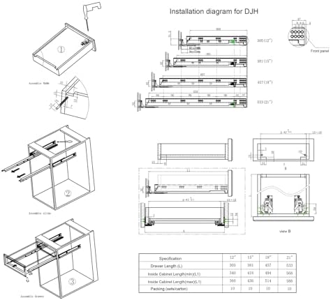 6 Pairs 21 Inch Undermount Soft Close Drawer Slides