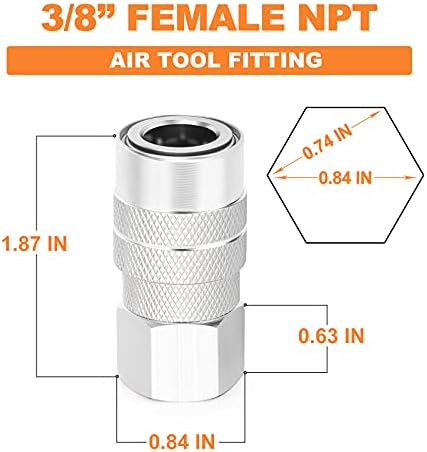 GASHER 12PCS 3/8-Inch Female Industrial Coupler,1/4 Basic Flow Quick Connect ...