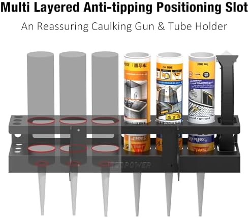 UNITEDPOWER Caulking Gun Holder 6+1, Wall Mount Hand Caulking Gun Storage Rac...