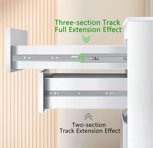 Soft Close 24" Drawer Slides, Full Extension Side Mount, 6 Pairs