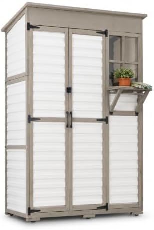 Large Outdoor Storage Cabinet with Dual-Zone Shelves, Garden Shed