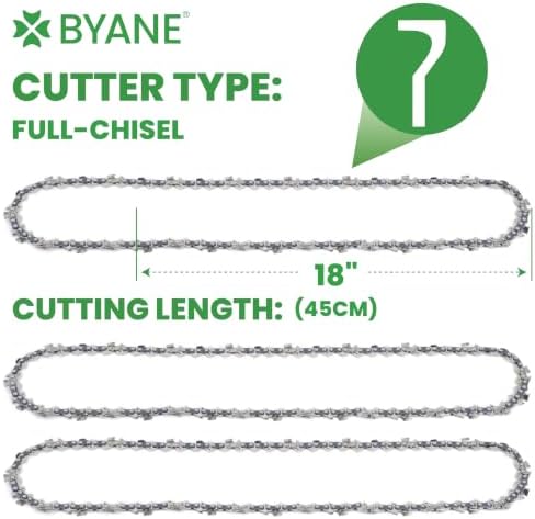 BYANE 18 Inch Chainsaw Chain .325" Pitch .063" Gauge 74 Drive Links
