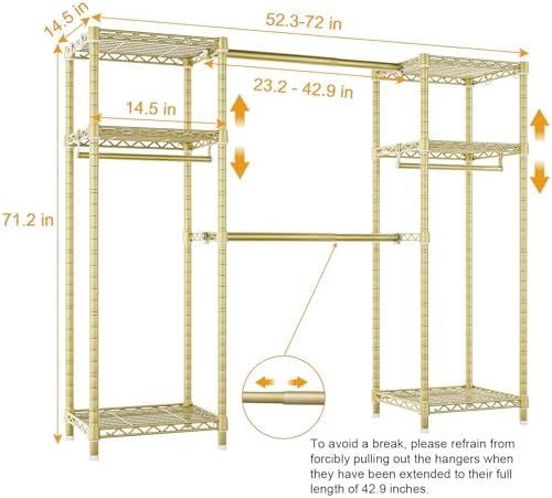 Ulif E7 Garment Rack, Heavy Duty Clothes Storage System with Extendable Rod
