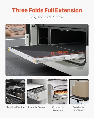 VEVOR Heavy Duty Drawer Slides 30 Inch 500 lb, 1 Pair Full Extension Side Mou...