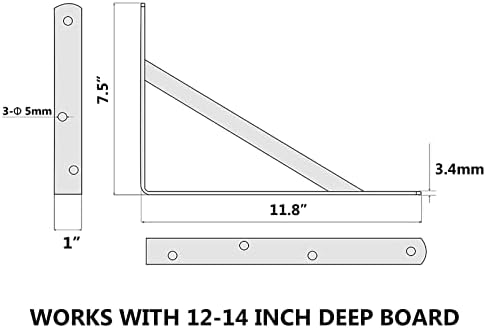 NEODROP 12-Pack 12 Inch Heavy Duty Shelf Brackets, Large Wall Bracket for Flo...