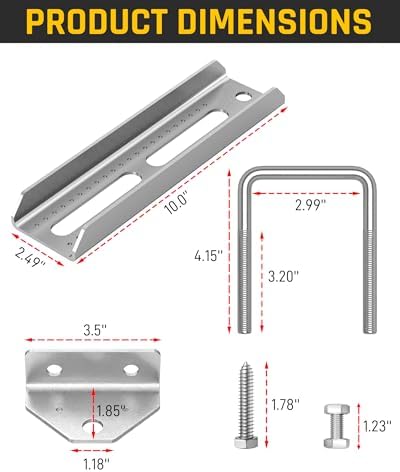 Wyckoff 10" Boat Trailer Bunk Brackets 4-Pack,Heavy Duty Galvanized Swivel